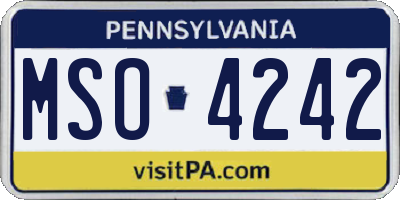 PA license plate MSO4242