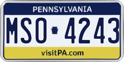 PA license plate MSO4243