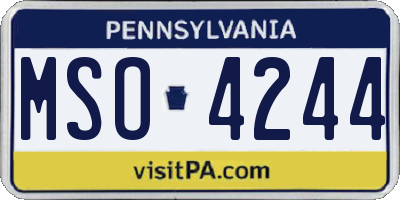 PA license plate MSO4244
