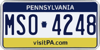 PA license plate MSO4248