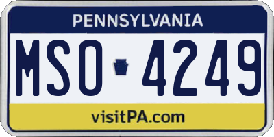 PA license plate MSO4249