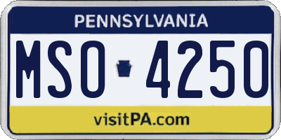 PA license plate MSO4250