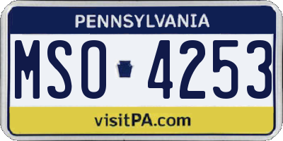 PA license plate MSO4253