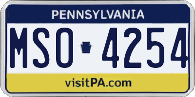 PA license plate MSO4254
