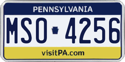 PA license plate MSO4256