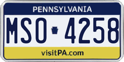 PA license plate MSO4258