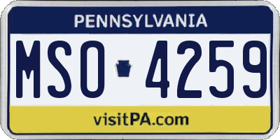 PA license plate MSO4259