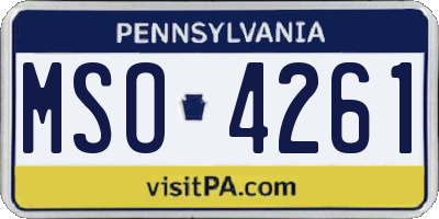 PA license plate MSO4261