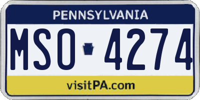 PA license plate MSO4274