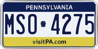 PA license plate MSO4275