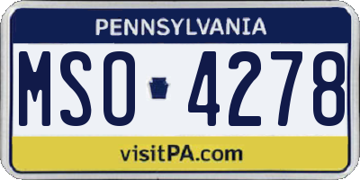 PA license plate MSO4278