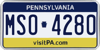 PA license plate MSO4280