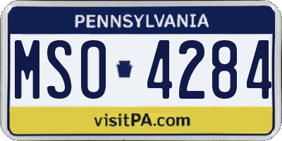 PA license plate MSO4284
