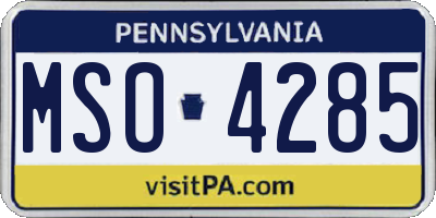 PA license plate MSO4285