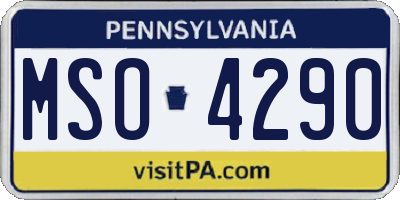PA license plate MSO4290