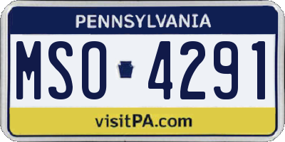 PA license plate MSO4291