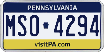 PA license plate MSO4294
