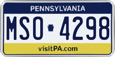 PA license plate MSO4298