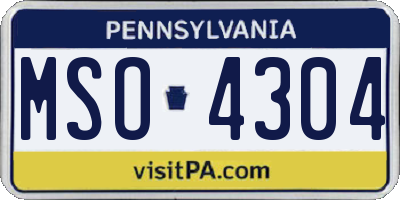 PA license plate MSO4304