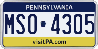PA license plate MSO4305