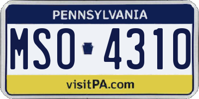 PA license plate MSO4310