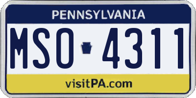 PA license plate MSO4311