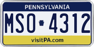 PA license plate MSO4312