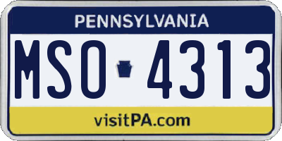 PA license plate MSO4313