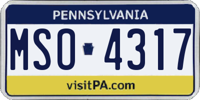 PA license plate MSO4317