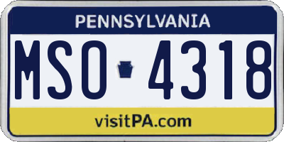 PA license plate MSO4318