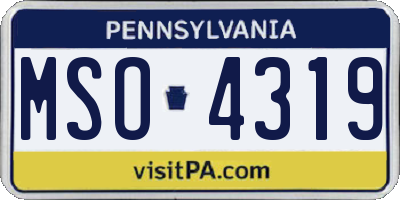 PA license plate MSO4319