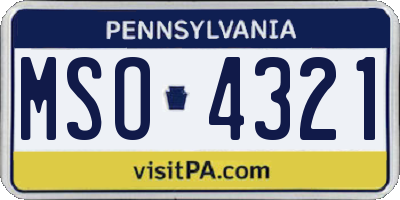 PA license plate MSO4321