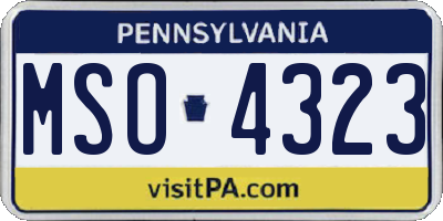 PA license plate MSO4323