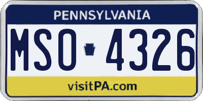 PA license plate MSO4326