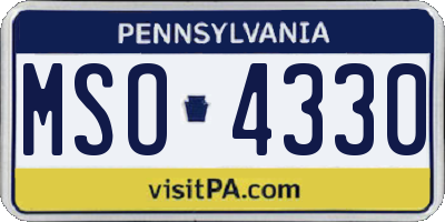 PA license plate MSO4330