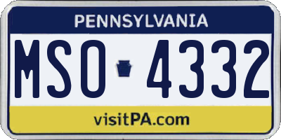 PA license plate MSO4332