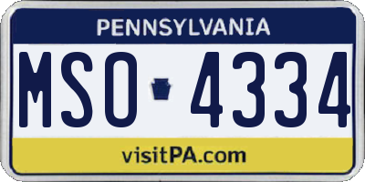 PA license plate MSO4334