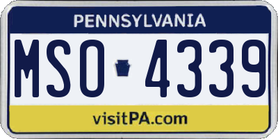 PA license plate MSO4339