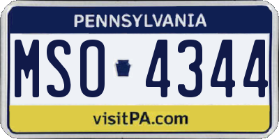 PA license plate MSO4344
