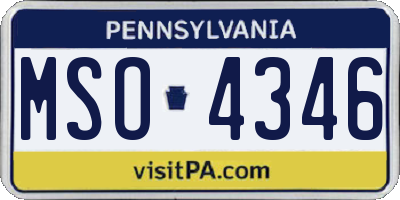 PA license plate MSO4346