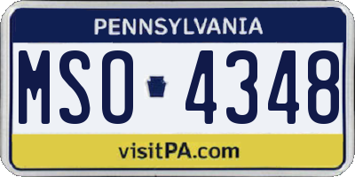 PA license plate MSO4348