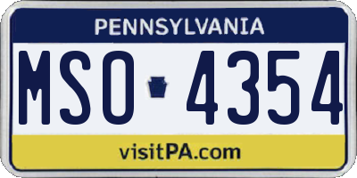 PA license plate MSO4354