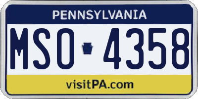 PA license plate MSO4358