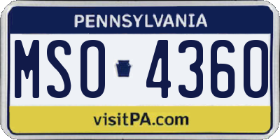PA license plate MSO4360