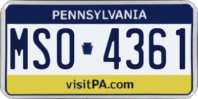 PA license plate MSO4361