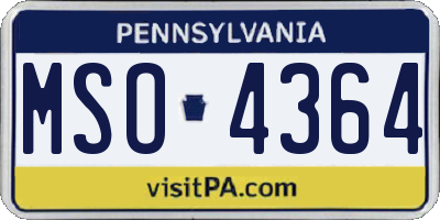 PA license plate MSO4364