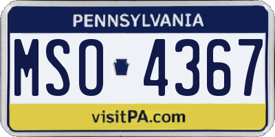 PA license plate MSO4367
