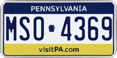 PA license plate MSO4369