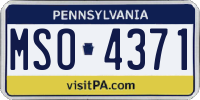 PA license plate MSO4371