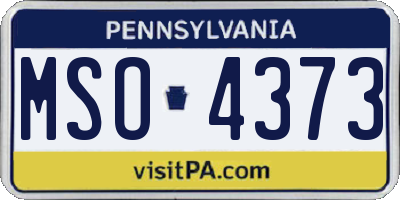 PA license plate MSO4373